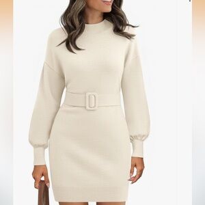 Saodimallsu Long Sleeve Mini Dress Mock Neck Casual Knit Body con Sz S Women